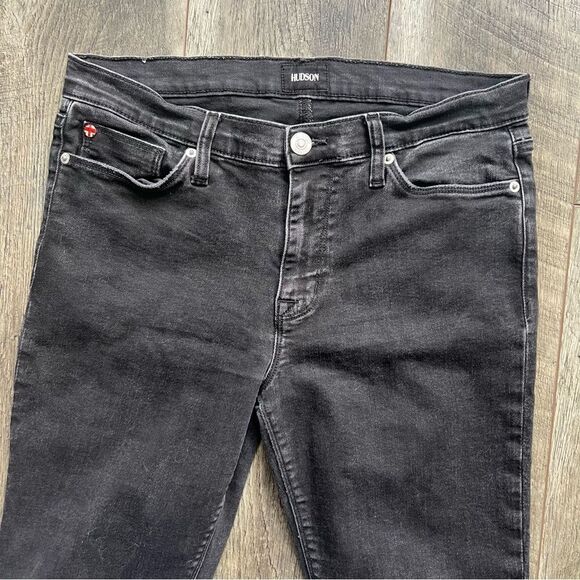 HUDSON Jeans Natalie Super Skinny Raw Hem Black Stone Wash Jeans Size 30 - Picture 5 of 13